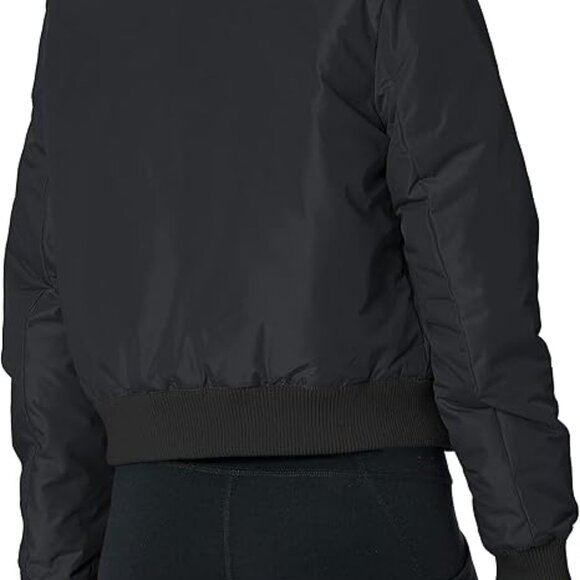 Core 10 Women's Medium Black Quilted Bomber Cropped Jacket Insulated Puffer Coat - Picture 4 of 5